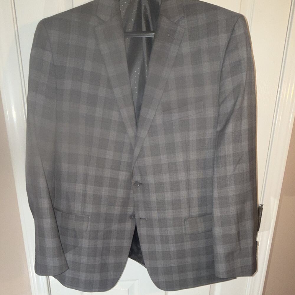 Collection by Michael Strahan Men's Gray Plaid Suit Jacket Blazer 48R
